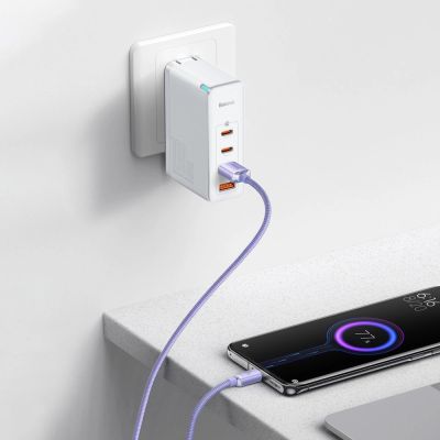 11. Baseus Crystal Shine Series Kabel USB-Kabel für schnelles Aufladen und Datenübertragung USB Typ A - USB Typ C 100 W 1,2 m lila (CAJY000405)
