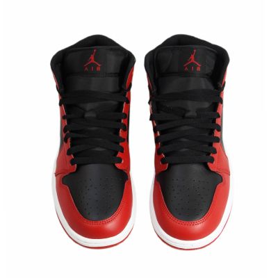 5. Air Jordan 1 Mid Herren-Basketballschuh Schwarz/Gym Red/Weiß - DQ8426-061