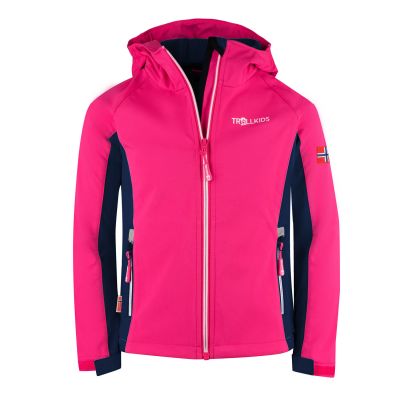TrollKids Mädchen Kristiansand Jacke Navy/Magenta Softshell Pink (321-114)