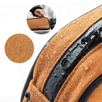 4. Rockbros 30120045004 ROAD TO SKY Fahrradtasche für das Oberrohr, wasserdicht, 0,7 l – orange