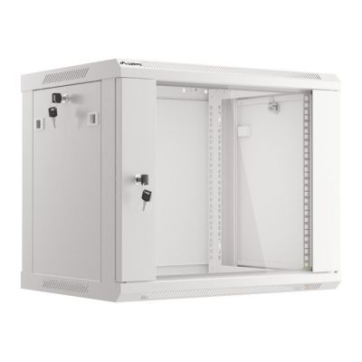 4. Lanberg WF01-6409-10S einteiliger Schrank (9 HE; 500 mm / 600 mm / 450 mm; Wandmontage; Glas; 19 Zoll; grau)