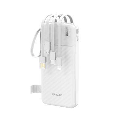 Dudao K11 10000mAh Powerbank mit integrierten Kabeln - Weiß