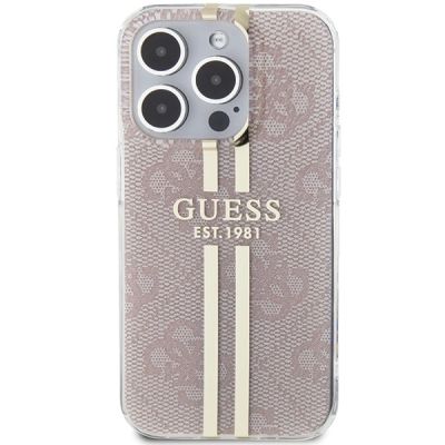 3. Guess IML 4G Gold Stripe Hülle für iPhone 14 Pro Max – Rosa