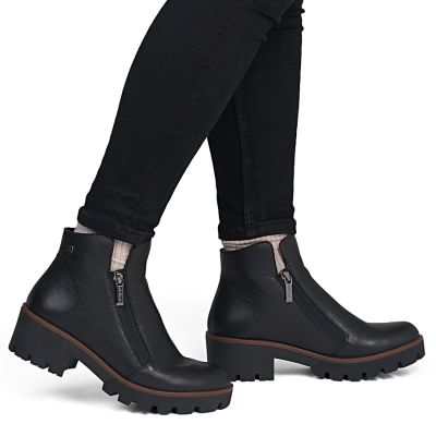 12. Schwarze Damen-Ankle-Boots aus Leder mit Blockabsatz, Rieker 79254-00