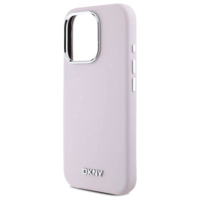 6. DKNY Liquid Silicone Small Metal Logo MagSafe-Hülle für iPhone 16 Pro Max – Rosa