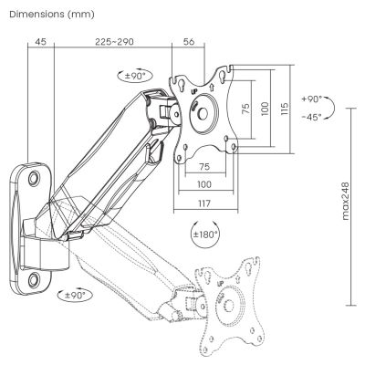 5. MACLEAN Wandhalterung für Monitore 17-32 Zoll, max. 9 kg, mechanische Federung MC-979