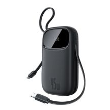 Baseus EnerFill FC31 20000mAh 45W Powerbank mit Digitalanzeige und 2 integrierten USB-C-Kabeln – Schwarz
