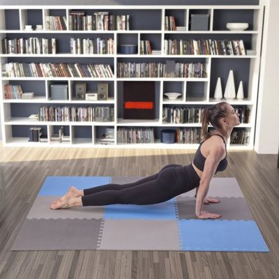 5. Multipack One Fitness MP10 Puzzlematte blau-grau 9 Stück 10 mm