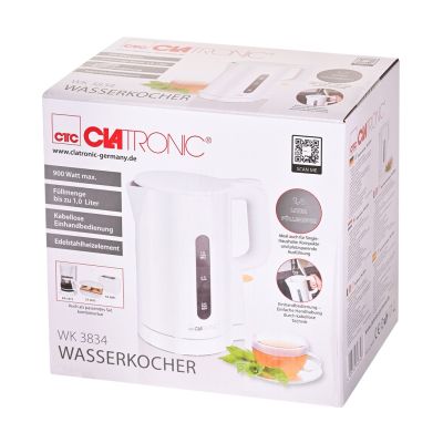 7. Elektrischer Wasserkocher 1L WK 3834 CLATRONIC weiß