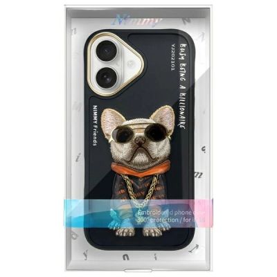 11. Nimmy Glasses Cool Dog iPhone 16 Hülle - Schwarz