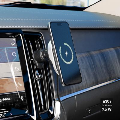 3. Smartphone-Halterung mit SBS TESUPP15WRETRACABL kabellosem Ladegerät mit einziehbarem Kabel, MagSafe-kompatibel – Schwarz