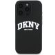 3. DKNY Silikon-MagSafe-Hülle mit weißem bedrucktem Logo für iPhone 16 Pro Max – Schwarz