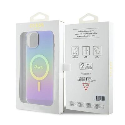 8. Guess IML Iridescent MagSafe Hülle für iPhone 15 Plus – Lila