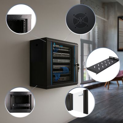 4. Extralink LITE 9U 530X400 Wandmontage-Rackschrank Schwarz Wandmontageschrank