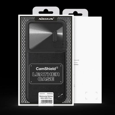 5. Nillkin CamShield Leather S Case für Samsung Galaxy S23+ Cover mit Kameraabdeckung schwarz