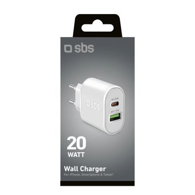 3. SBS TETRPD20W 20-W-USB-A-USB-C-Wandladegerät mit Power Delivery – Weiß