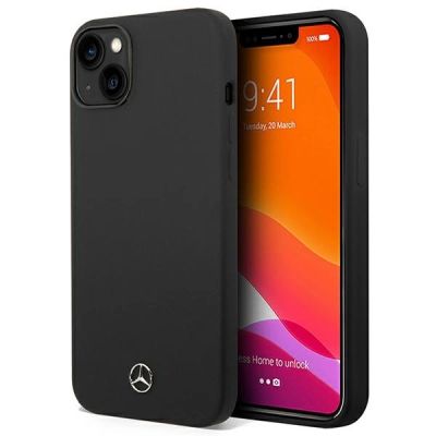 Mercedes Silicone Line MagSafe Hülle für iPhone 14 Plus - Schwarz
