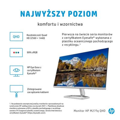 10. HP M27fq QHD Monitor, 68,6 cm (27 Zoll), 2560 x 1440 Pixel, Quad HD LCD, Silber