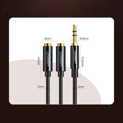 11. Ugreen Kabel 3,5 mm Kopfhörersplitter Miniklinke AUX 25cm schwarz (20816)