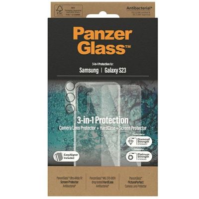 3. PanzerGlass Bundle 3in1 transparente Hülle + Folie + Kameraschutz für Samsung Galaxy S23