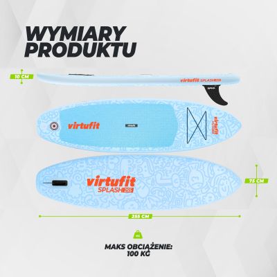 18. VIRTUFIT SUP BOARD SPLASH 225 MIT ZUBEHÖR HELLBLAU