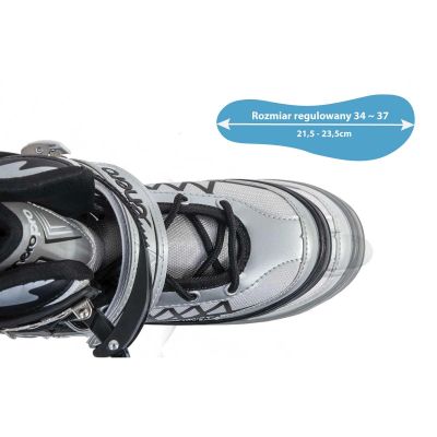 89. Rollschuhe - Rollschuhe - Eislaufen 4-in-1 ENERO PRO LED 34-37 Grau