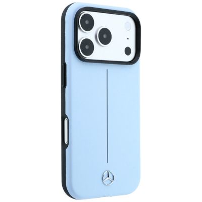 4. Mercedes Leder-Halbhülle mit ikonischer MagSafe-Linie für iPhone 18 Pro / 17 Pro – Blau