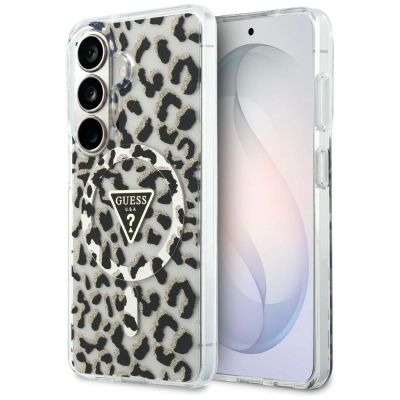 Guess IML Leopard Print Triangle MagSafe Hülle für Samsung Galaxy S26 - Schwarz