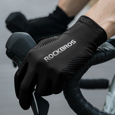 5. Rockbros Fahrradhandschuhe Frühling/Sommer/Herbst, Full, Größe: XL - Schwarz