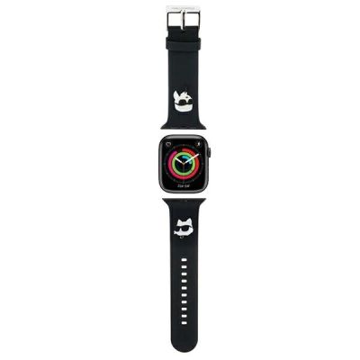 Karl Lagerfeld 3D Rubber Karl&Choupette Heads Armband für Apple Watch 42/44/45/49 mm – Schwarz