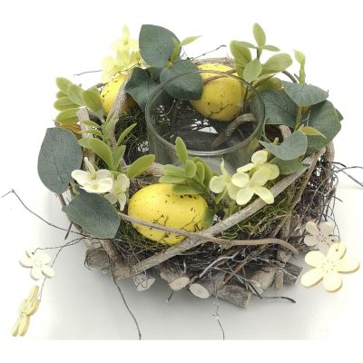 7. Dekorativer gelber Kerzenhalter 16 cm für Teelichter