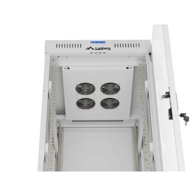 3. LANBERG Standschrank 19" 32U 600x800 Graue Glastür LCD (Flatpack) V2