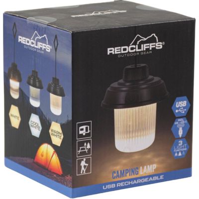 13. Taschenlampe, Campinglampe, USB, 3 Lichtmodi, Redcliffs, Schwarz