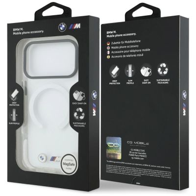 8. BMW M IML Stoßfeste MagSafe-Hülle mit Metalllogos für iPhone 17 Pro Max – Transparent