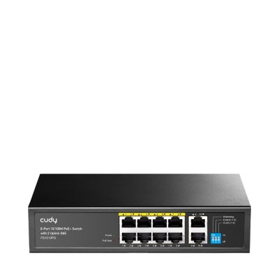 4. Switch CUDY FS1010PG, 8-Port 10/100 Mbit/s PoE+ 120 W, 2x GbE-Uplink