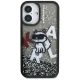 3. Karl Lagerfeld iPhone 16 Hülle mit flüssigem Glitzer und Choupette-Logo – Schwarz