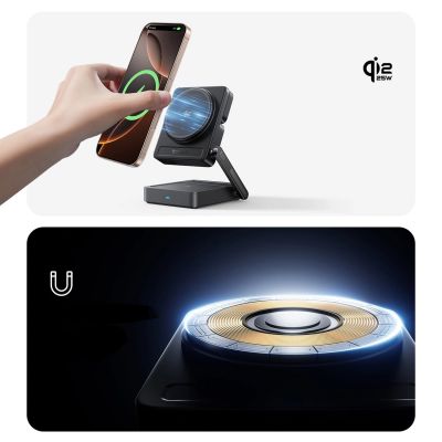 13. Baseus PicoGo AF21 3-in-1 Qi2.2 35W Kabelloses Ladegerät mit 1m USB-C-Kabel – Schwarz