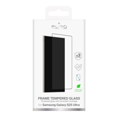 2. Puro Frame Tempered Glass mit schwarzem Rahmen für Samsung Galaxy S25 Ultra