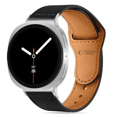 3. Tech-Protect Leatherfit Armband für Samsung Galaxy Watch 40/44/46 mm - Schwarz