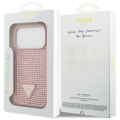 8. Guess Strass Dreieck Logo iPhone 17 Pro Hülle - Rosa