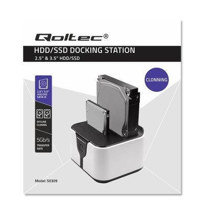 8. QOLTEC DOCKINGSTATION FÜR HDD-/SSD-LAUFWERKE 2.5" 3.5" | SATA III | USB 3.0 | SUPER SPEED 5GB/S | MIT OFFLINE-KLONFUNKTION