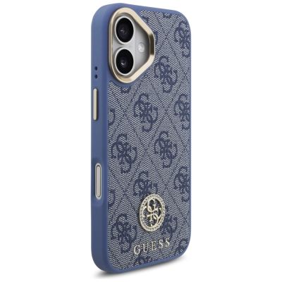 4. Guess 4G Strass Logo & Big Strap Metal Buttons MagSafe Case für iPhone 17 - Blau
