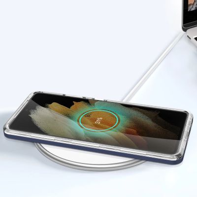 7. Klare 3in1 Hülle für Samsung Galaxy S22 Ultra Frame Gel Cover Blau