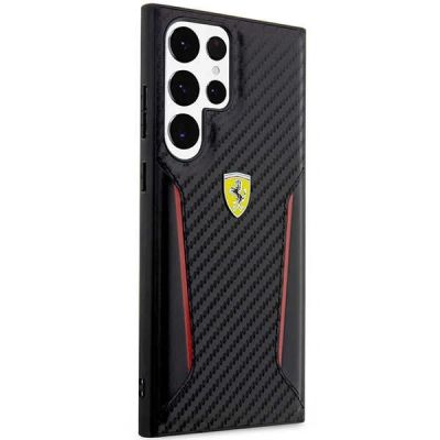 4. Ferrari Carbon Contrast Edges Schutzhülle für Samsung Galaxy S23 Ultra – Schwarz