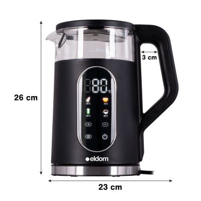 11. ELDOM Kabelloser Wasserkocher mit Temperaturregelung C560 NUVIA 2000W 1,7 L, LED-Anzeige, Wassertemperaturregelung