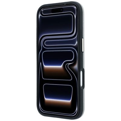 5. Karl Lagerfeld Saffiano MagSafe Hülle mit kleinem Schriftzug und Metalllogo für iPhone 17 Pro Max / 18 Pro Max – Beige