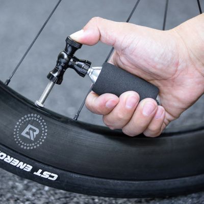 5. Rockbros CO₂-Pumpe, Ventilkopf aus Aluminiumlegierung, patronenfrei, Presta/Schrader-kompatibel – schwarz