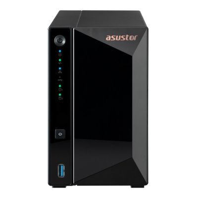 NAS Asustor AS3302T v2; Turm; 2x (3,5-Zoll-SATA-Festplatte/2,5-Zoll-SSD); Realtek RTD1619B, 2 GB DDR4, 1x 2,5 GbE, 3x USB 3.2