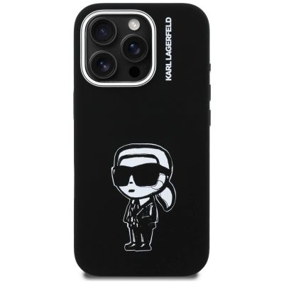 3. Karl Lagerfeld Silikon-MagSafe-Hülle mit Karl-Sketch-Motiv für iPhone 16 Pro – Schwarz