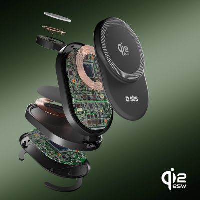 5. SBS Qi2.2 25W Induktive 3-in-1 Faltbare Ladestation mit MFI-Zertifizierung – Schwarz
